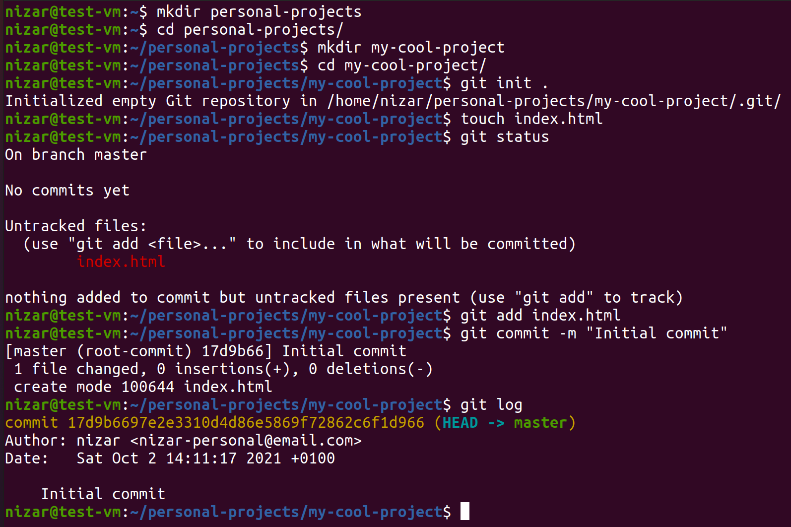 Git personal config demo